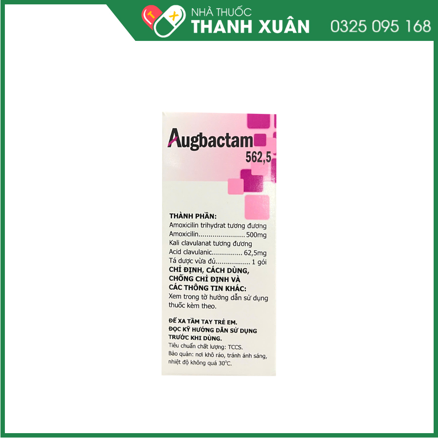 Augbactam 562,5 thuốc kháng sinh điều trị nhiễm khuẩn hô hấp, tiết niệu, da và mô mềm